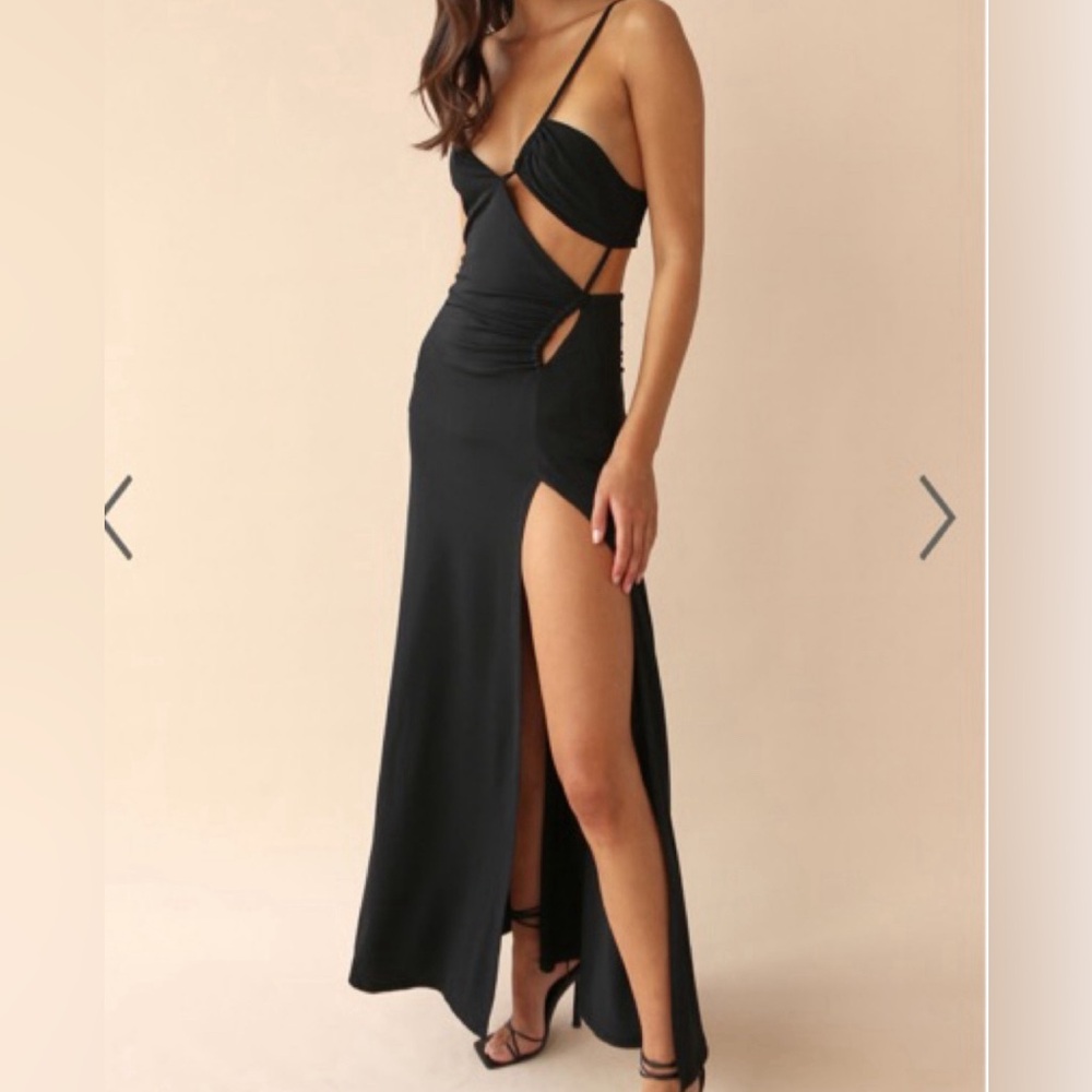 Black asymmetrical showpo cut out dress